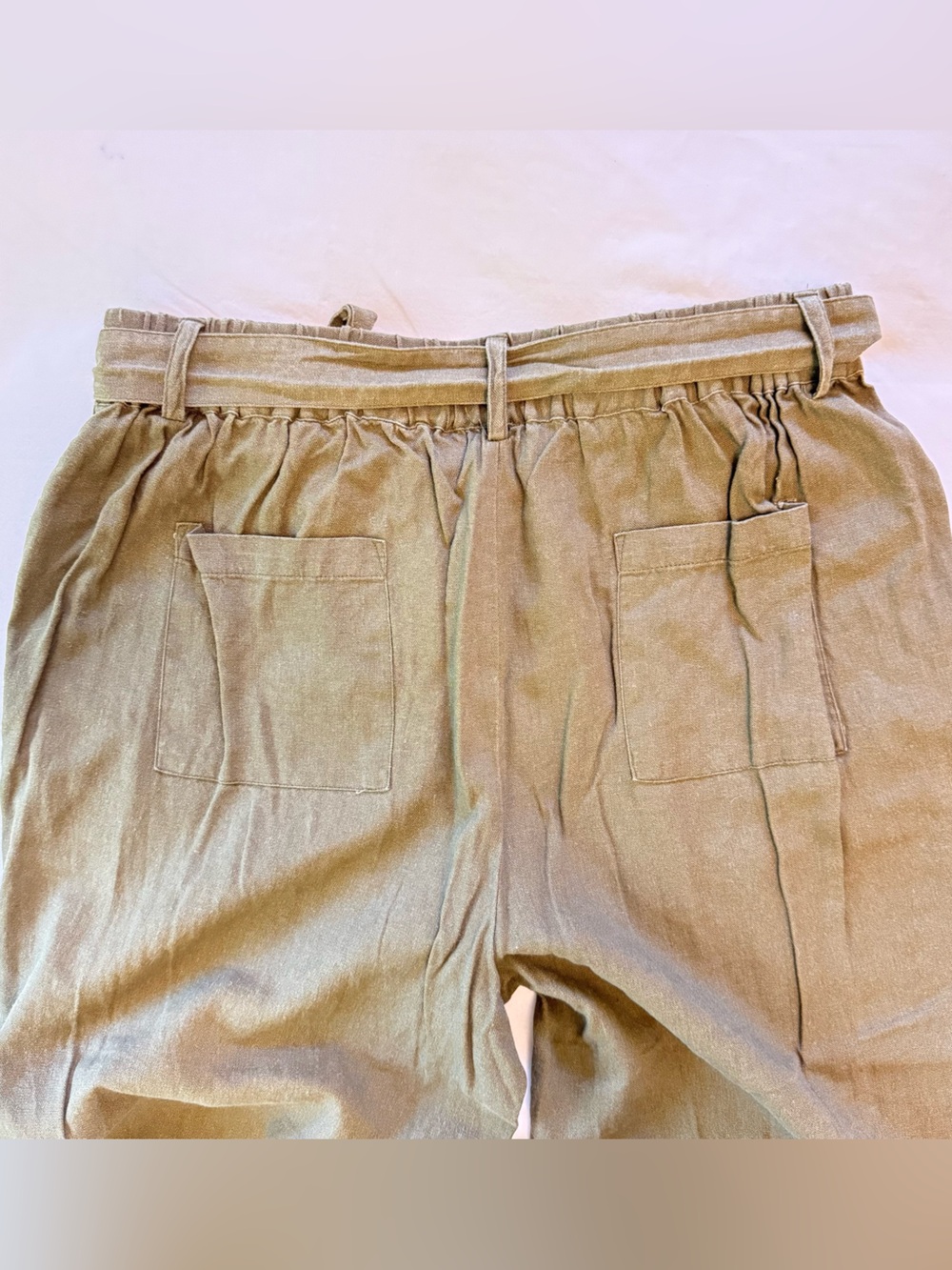 Joie Women's Olive Green Linen-Blend Wide Leg Pants Size Large - Picture 4 of 10